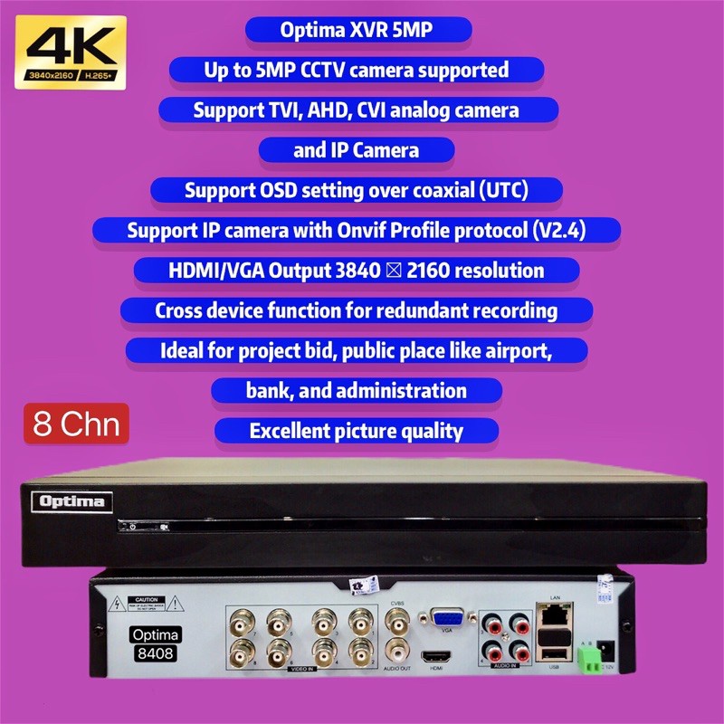 Paket Cctv 8 kamera optima ic sony 5mp ul