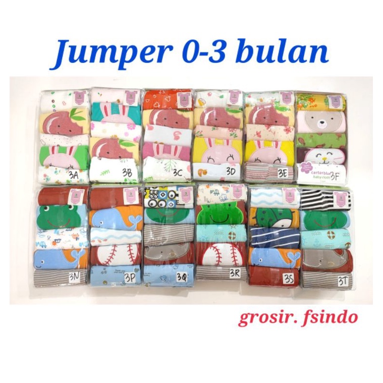 Jumper bayi lengan pendek 5 in 1 KODE J / jumper bayi/ kaos bayi 5 in 1/ sleepsuit bayi Jumper bayi