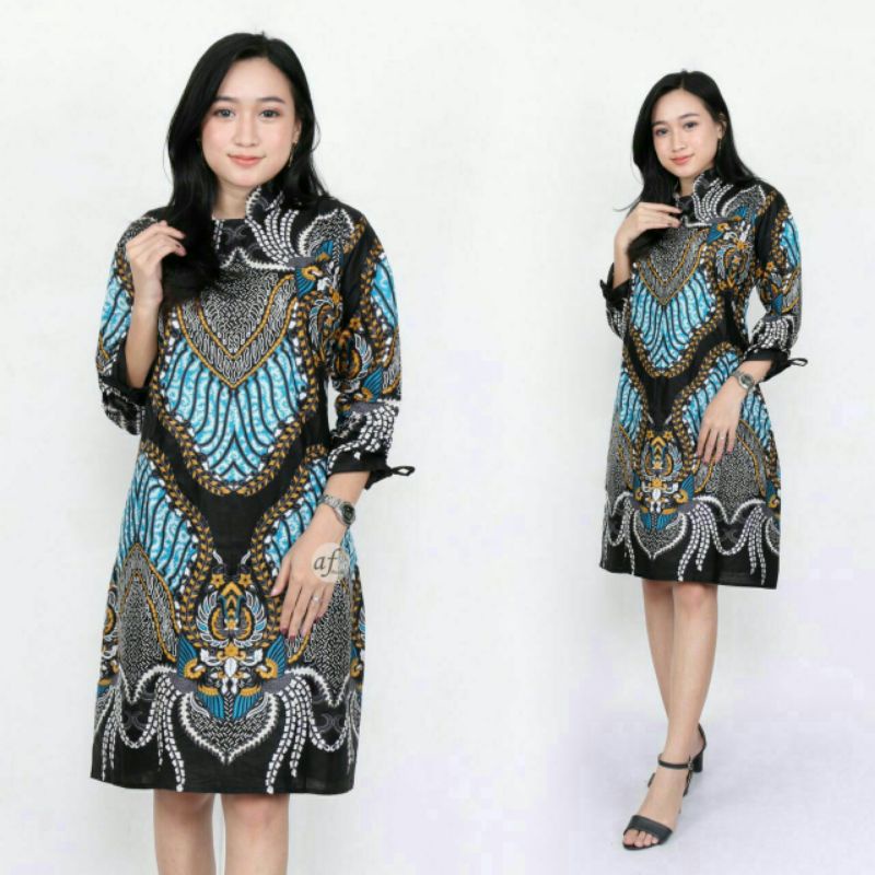 PROMO BATIK COUPLE KELUARGA SARIMBIT sania ruffle batik ori ndoro jowi motif MADU HIJAU-TUNIK
