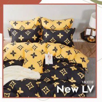 Sprei katun set bedcover motif LV ukuran 180*200 T20