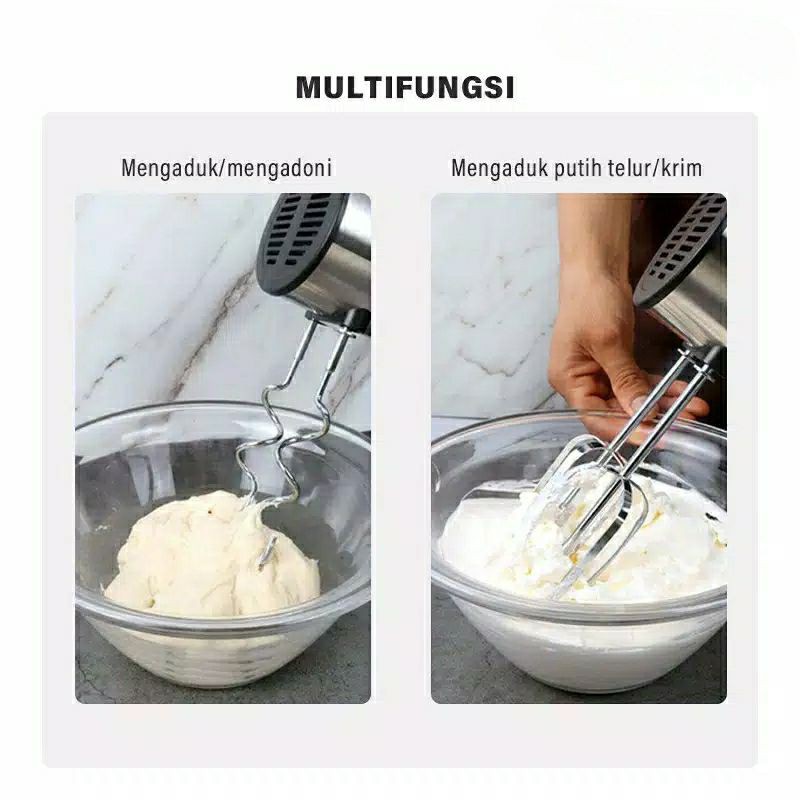 hand mixer stainless HMX02 alat pengaduk adonan mixer beater elektrik alat buat kue