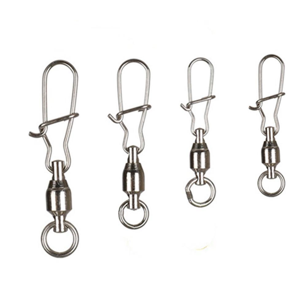 QUINTON Ball Bearing Tahan Lama 10pcs Tahan Korosi Kekuatan Tinggi Lure Hook Rolling Swivel Link Interlock Snap