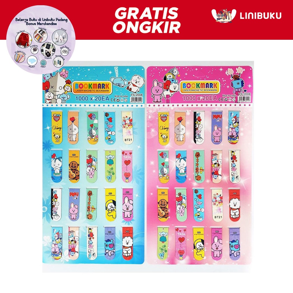 

PEMBATAS BUKU (BOOKMARK) MAGNET BTS BT21 KPOP (Satuan)