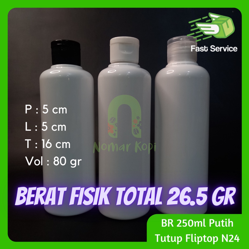 BOTOL 250ML PUTIH CANTIK FLIPTOP NECK 24 KOSMETIK LOTION SANITIZER