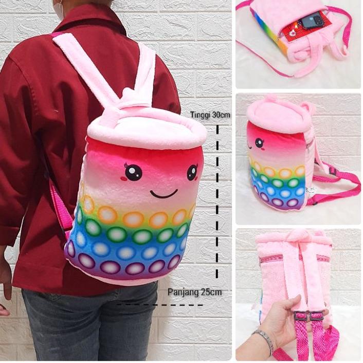 メ Tas Ransel Boneka Boba Printing 30cm Tas Ransel Anak ➳