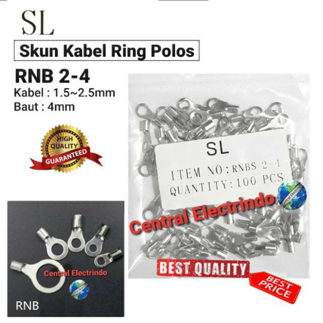 Skun Kabel Ring Polos RNB 2-4 Kabel 1.5~2.5mm Baut 4mm SL.