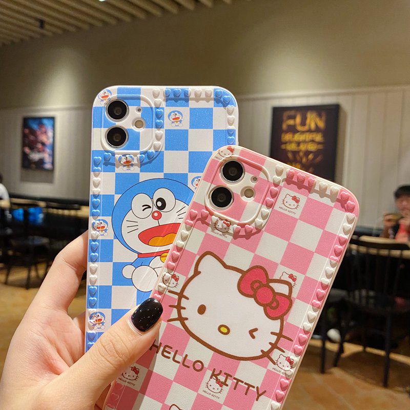 Love Frame Doraemon & Hello Kitty Soft Case OPPO A53 A33 A31 A5 A9 2020 A16 A54 A55 A74 A15 A15S A3S A52 A92 A57 A39 F1S F9 Pro A7 A5S A12 A11K F11 K3 K5 Reno 4 5 F 6 Realme C1 X XT VIVO Y11 Y12 Y12i Y15 Y17 Y12S Y20 Y20S Y50 Y30 Y30i Y83 Y81 Y91C Y93-6