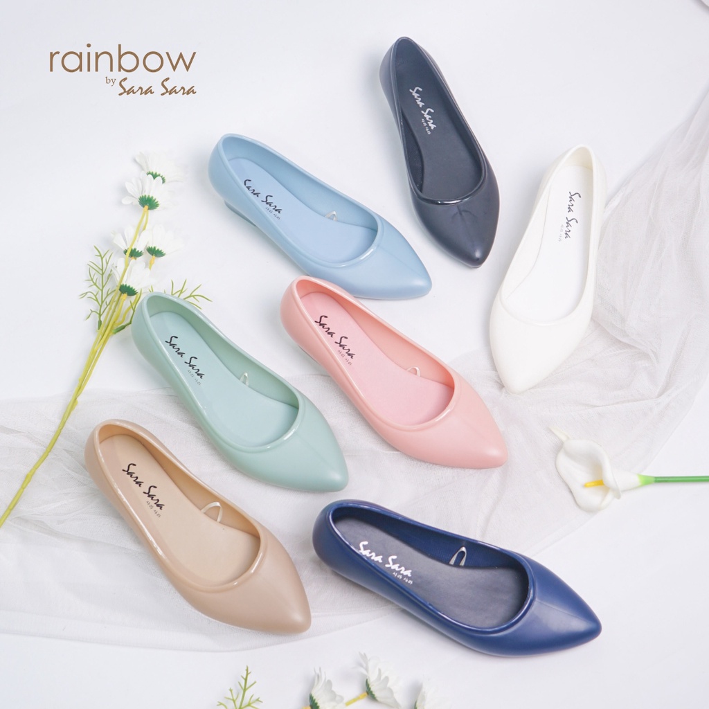Sara Sara Rainbow Jelly Shoes Wanita Sepatu Jelly Perempuan Hak Spatu Jelly Cewek Wedges Size 36-40
