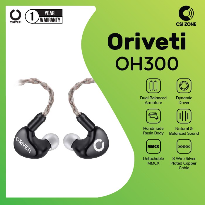 Oriveti OH300 Premium Hybrid Triple Drivers In Ear Monitor Earphone - Black