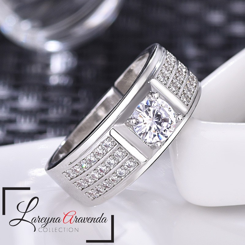 Cincin Titanium Pria Model Kristal Crystal Mewah CC019