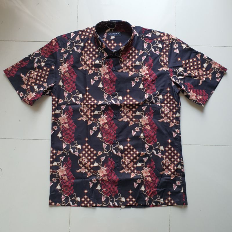 Kemeja Batik Pria Lengan Pendek BS31 Katun Motif Modern Dixmont Semi Slimfit Premium
