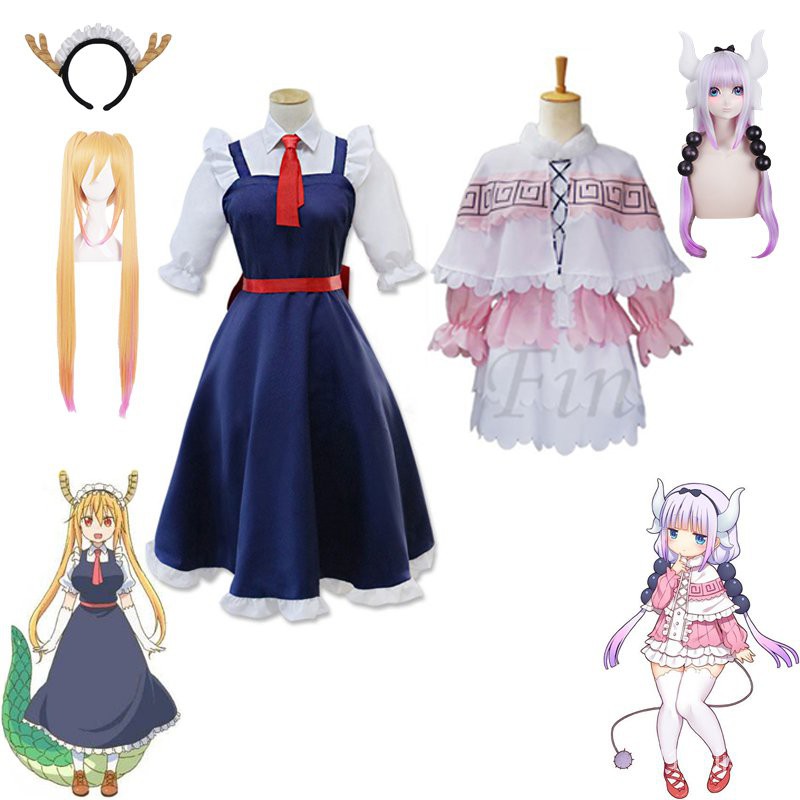 Anime Miss Kobayashi's Dragon Maid Toru KannaKamui Cosplay Costume  Headwear Adult Halloween Lolita