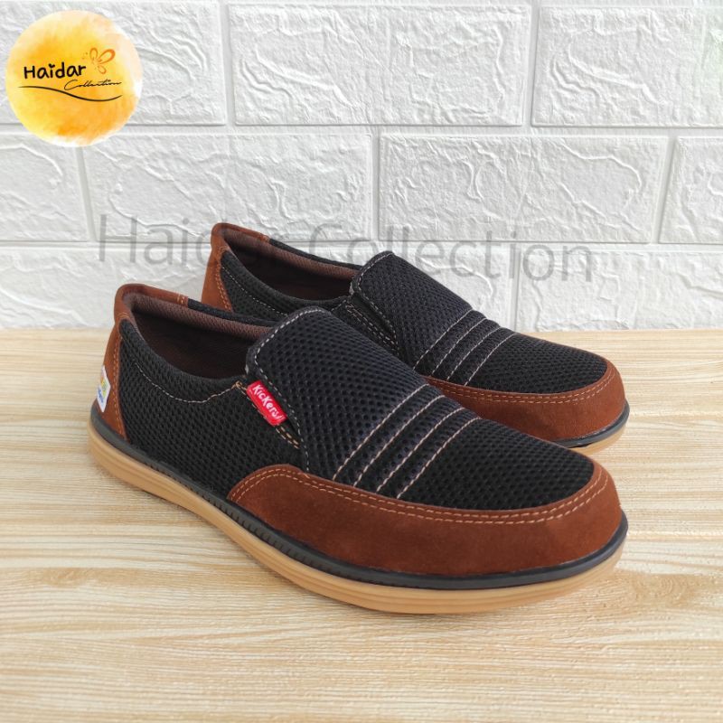 Sepatu Pria Kulit Slip On Sintetis Premium Kasual Cowok Sol Karet Sidney Suede Imitasi Premium