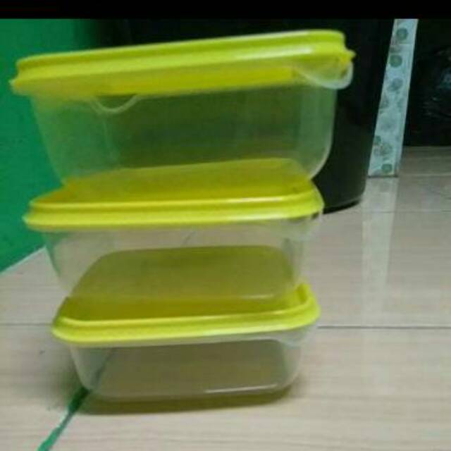 PRUTAs Kotak Buah Tempat makanan, transparan, kuning 0,6 l