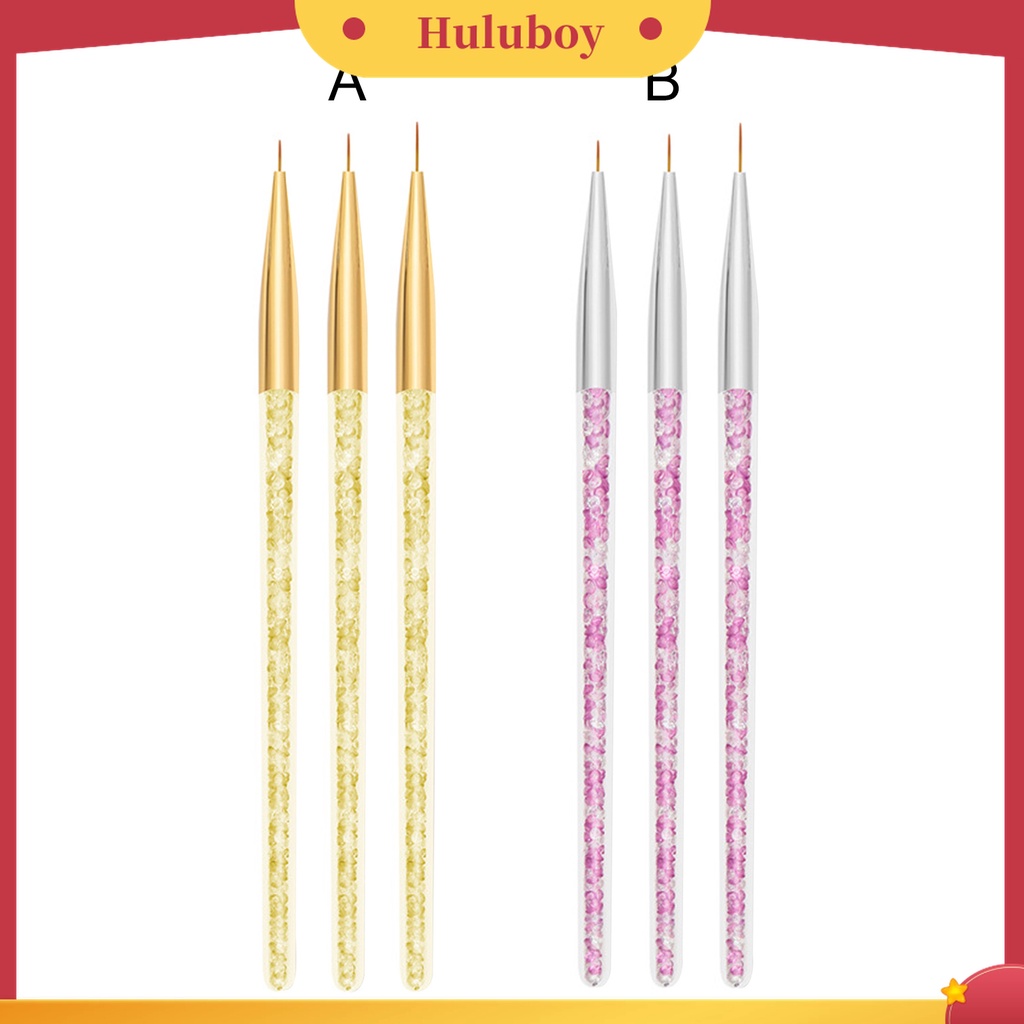 Huluboy Huluboy♡ 3 Pcs Pen Liner Bahan Nilon Wol Untuk Menggambar Nail Art