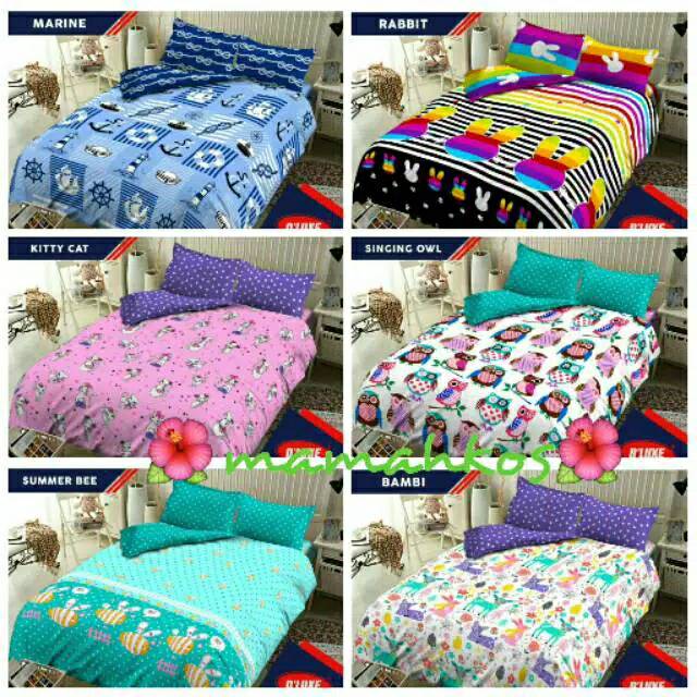 Bedcover kintakun dluxe single size 120x200 marine, rabbit, kitty cat, singing owl, summer bee,bambi