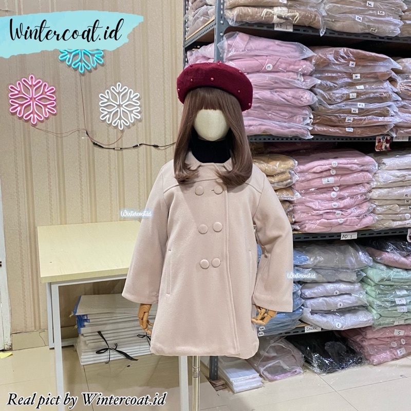 Kids wool coat import hangat Aurora mantel wol jacket anak cewek cowok