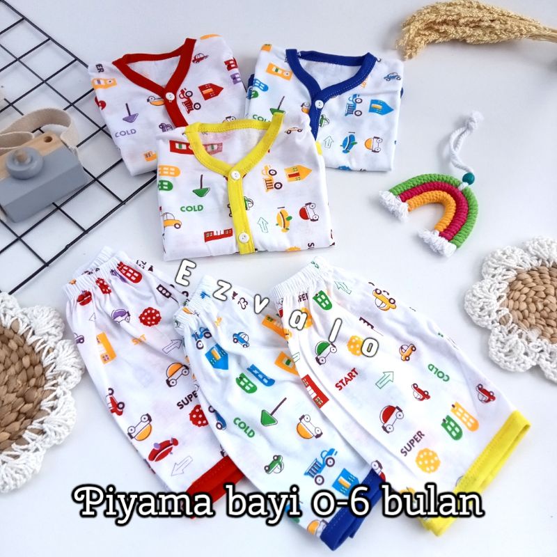 Ezvalo Set baju piayama bayi tangan pendek 0-6 bulan