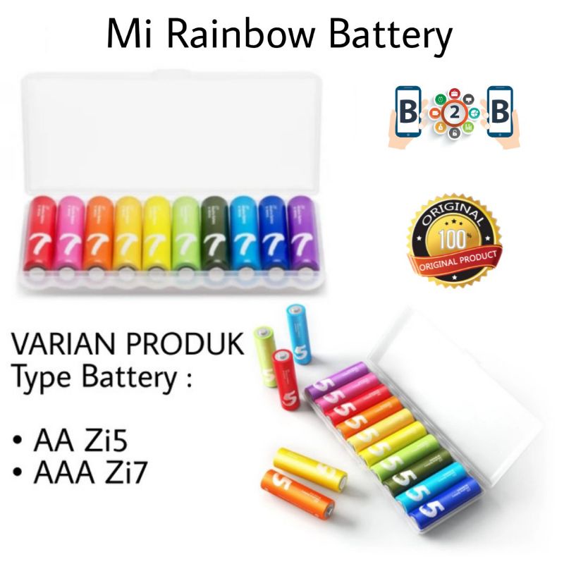 MIJIA RAINBOW 10pcs BATTERY AAA Zi7 - AA Zi5 - Alkaline Baterai