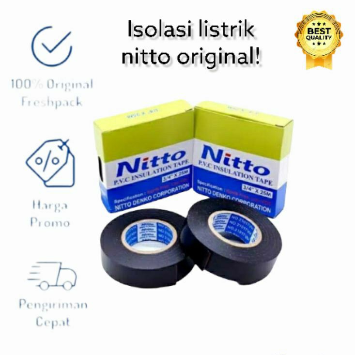 Isolasi Listrik Nitto Hitam / PVC Insulation Tape / Isolasi Kabel / Isolasi murah