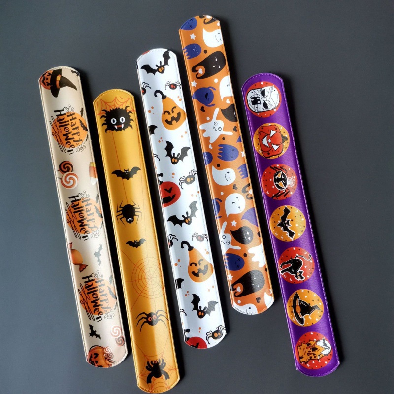 [ 1 Pc Creative Halloween Pumpkin Snap Ring Slap Bracelets For Festival ]