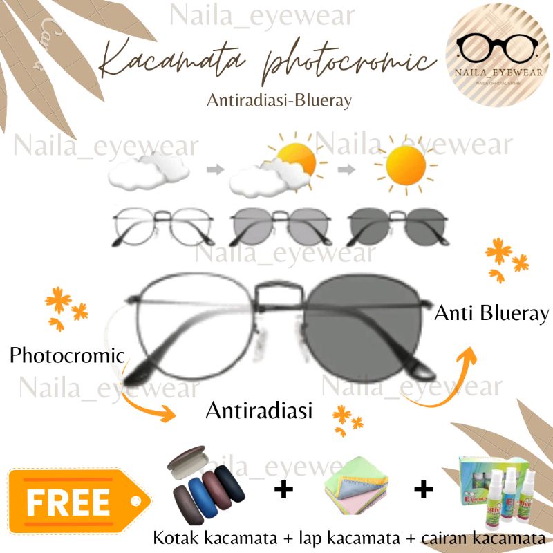 Kacamata Photocromic Bulat Wanita Pria