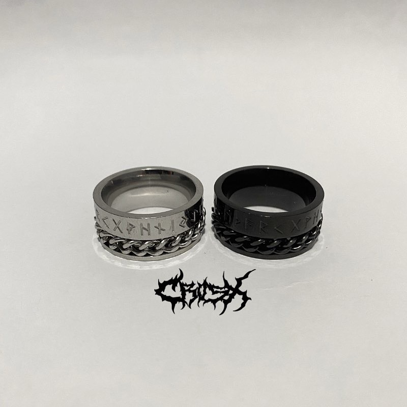 RUNE CHAIN RING / VIKING CHAIN RING / ROMAN CHAIN RING / CINCIN RANTAI ROMAN ROMAWI / SPINNER CHAIN RING SPINNING CHAIN RING CINCIN BERPUTAR ROTATABLE RING CINCIN COUPLE RING CINCIN AESTHETIC RING CINCIN TITANIUM CINCIN STAINLESS CINCIN PRIA CINCIN WANITA