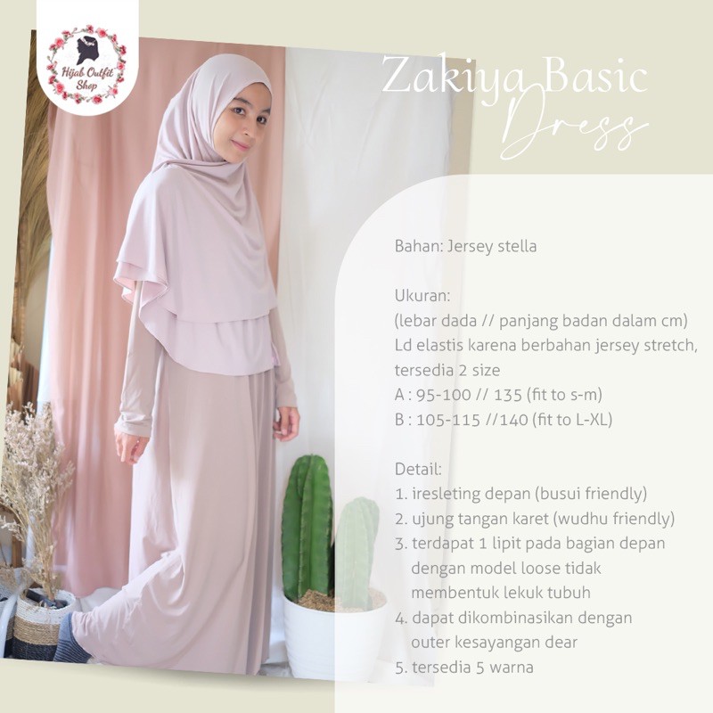 zakiya basic dress / gamis basic / dress polos