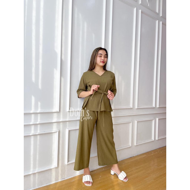 Domscorner - Aria set - set celana kulot - loose shirt - set ala korea - baju setelan atasan bawahan