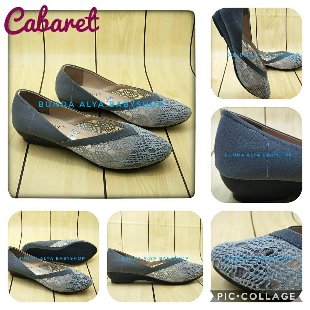 Flatshoes CABARET Burkat ABU Size 37 - 40 - Sepatu Wanita Casual Trendy Premium