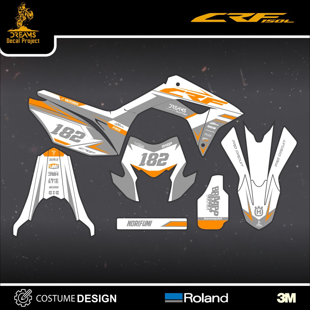 Decal Sticker CRF 150L Orange White