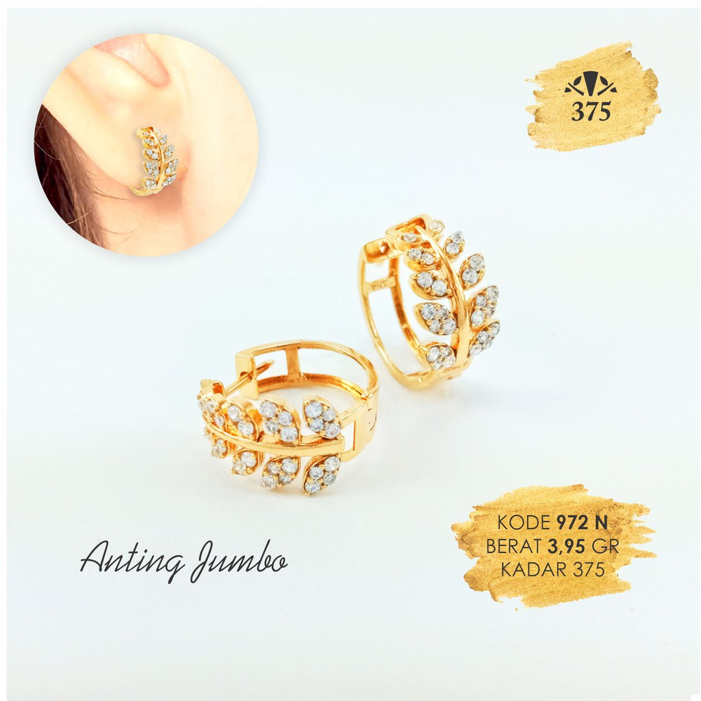 ANTING JUMBO EMAS ASLI VARIASI DAUN 972 N KADAR 375