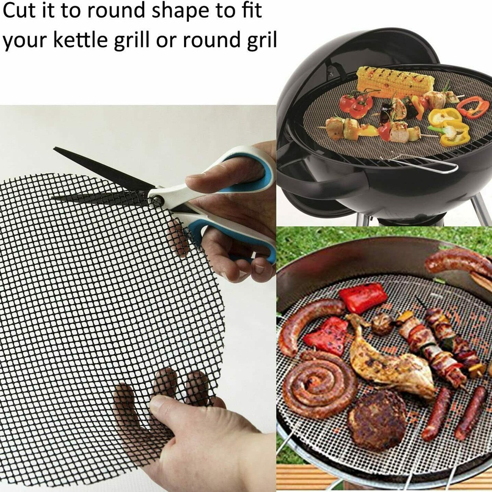 【COD Tangding】Reusable Cooking Baking BBQ Grill Mesh Non-Stick Mat Sheet Resistant Barbecue Meat