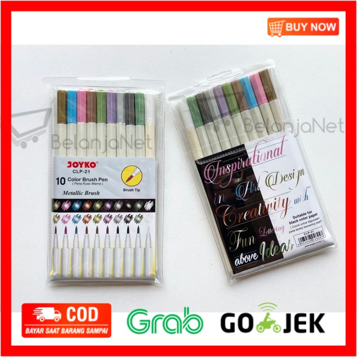 

(BISA COD) Color Brush Pen Joyko 10 Metaliic Color | Warna Metalik CLP-21