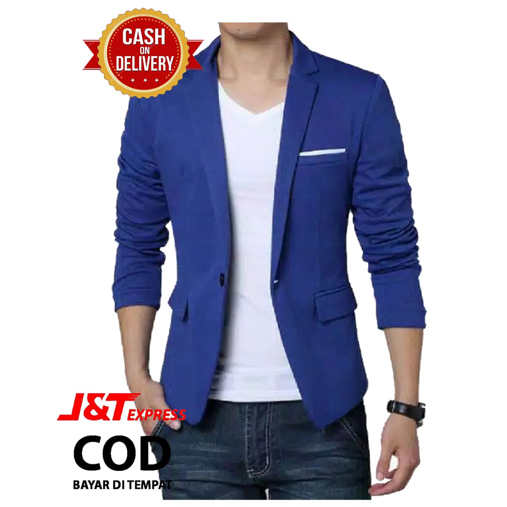 Jas Pria Biru Jas casual
