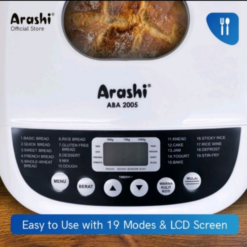 Arashi Digital Bread Maker ABA 2005 / Mesin Pembuat Roti Arashi ABA2005 GARANSI RESMI