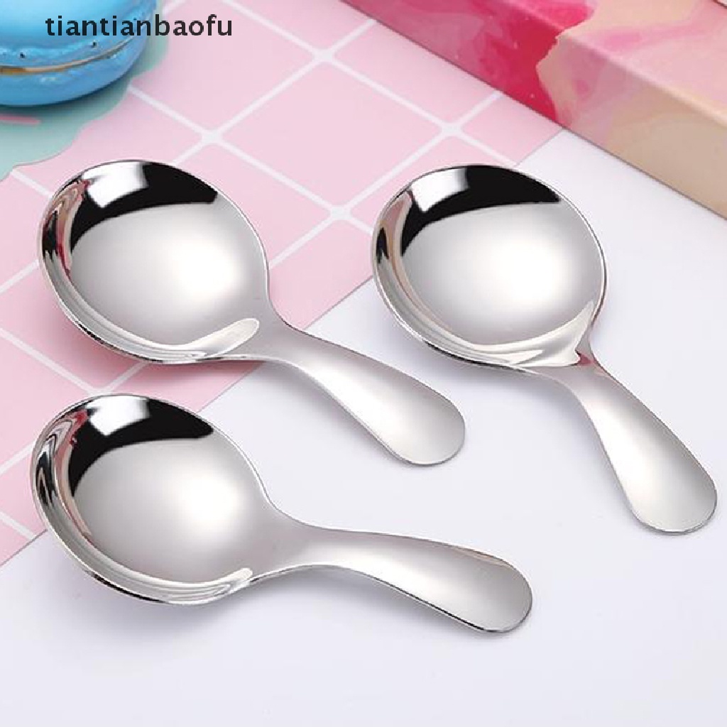 [tiantianbaofu] Cute Stainless Steel Kitchen Spoon Short Handle Sugar Salt Spice Spoon Condiment Boutique