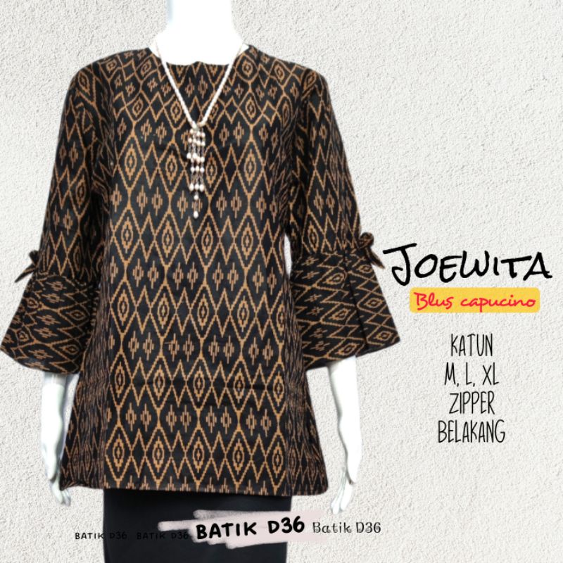 Blus Blouse trompet katun joewita lonceng capucino Atasan Baju batik wanita abg Remaja simple sekolah kuliah pendek putri santai pendek kasual kerja kuliah dolan sekolah murah-Tenun