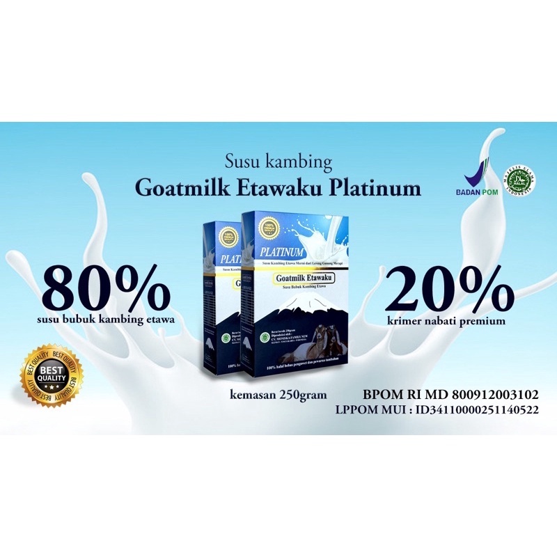 GOATMILK GOAT MILK ETAWAKU PLATINUM SUSU KAMBING ETAWA BUBUK 80% SUSU KAMBING ATASI MASALAH PERNAFASAN SENDI TULANG ASMA ETAWAPLUS PLATINUM