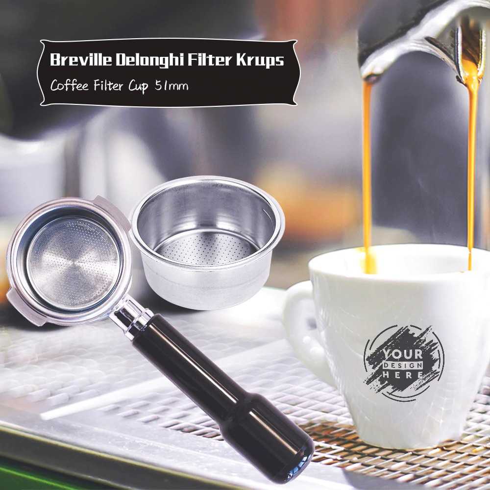 Dalinwell Wadah Penyaring Kopi 2 Cup 51mm for Breville Delonghi Krups