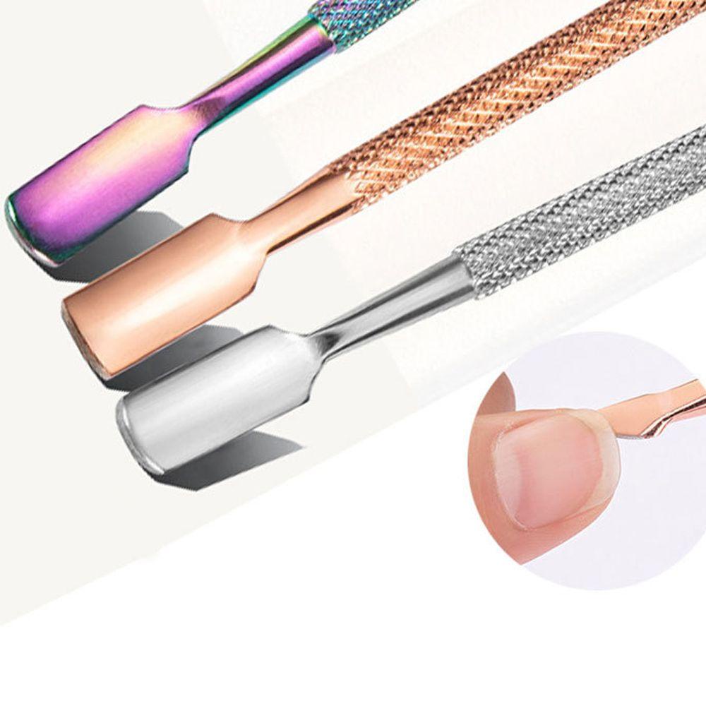 Mxbeauty 2pcs / set Alat Pembersih Kutikula Kuku Kepala Ganda Dengan Case Penyimpanan