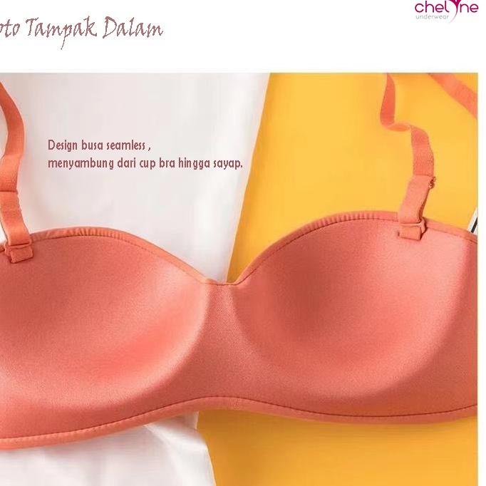 ✾ Chelyne BH SET ( Bra + CD ) Seamless Lycra V766 Stelan Premium Half Cup Bra Polos ❂
