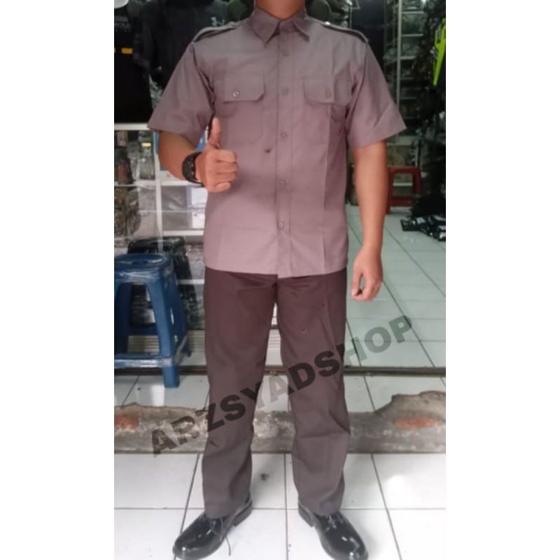 BAJU STELAN PDH SECURITY TERBARU / BAJU PDH SATPAM COKLAT