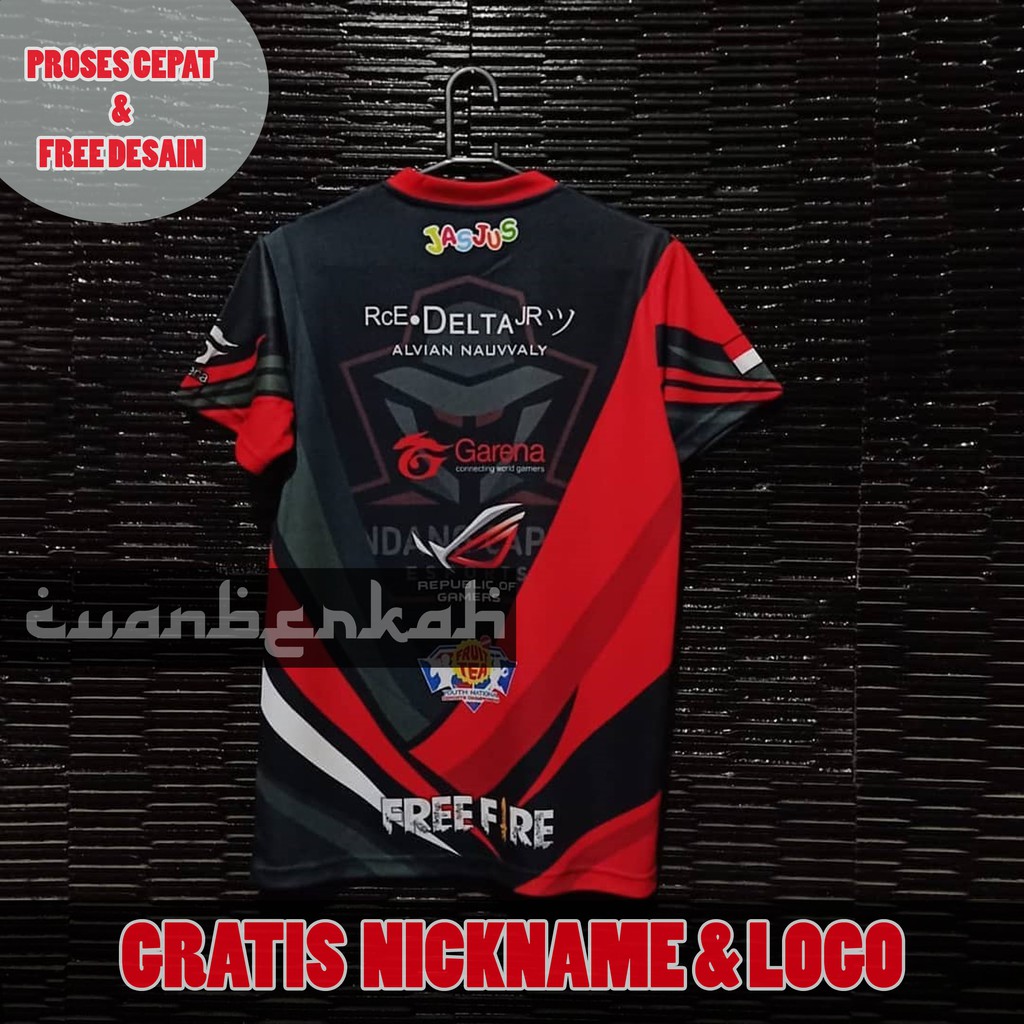 KAOS JERSEY JERSI GAMING FREEFIRE FREE DESAIN BISA SATUAN
