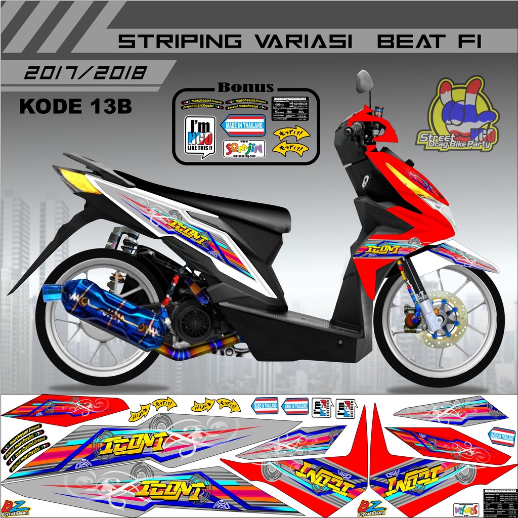 Striping Beat 2017-2019 Variasi Stiker Motor Beat Kode 13