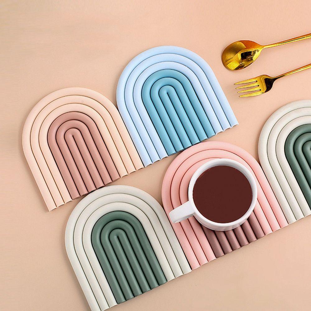 [Elegan] Tatakan Gelas Removable Rainbow Home Decor Aksesoris Dapur Piring Cangkir Mat