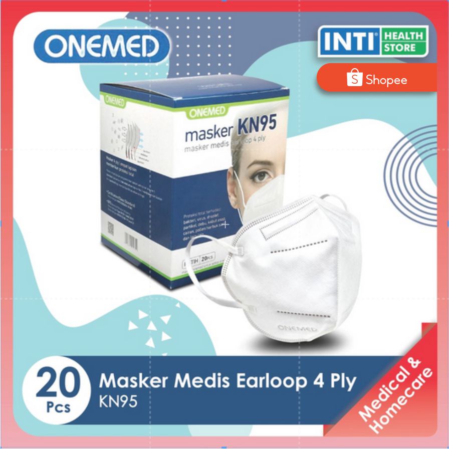 Onemed | Masker Karet | Masker Medis KN95 4 Ply Box | 20 Pcs