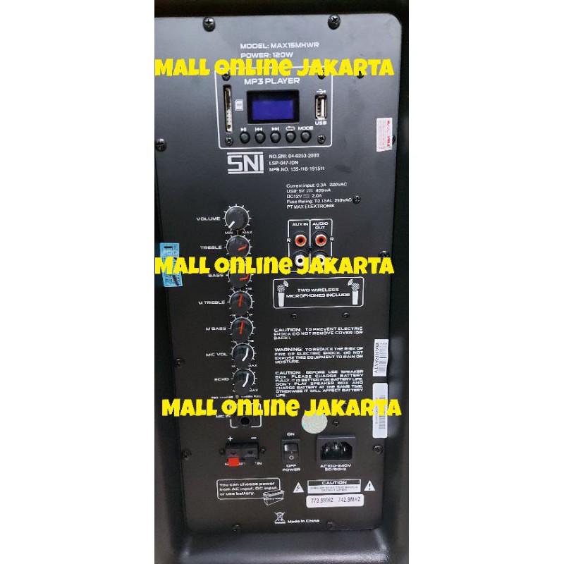 speaker aktif portable baretone 15 inch max 15 mhwr meeting mic wireless pegang aktiv Bluetooth