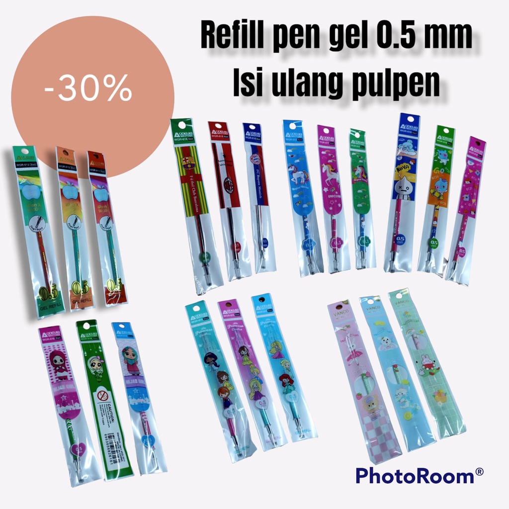 

ROYALE STATIONARY - REFILL GEL PEN SATUAN / ISI 1 PCS BERANEKA KARAKTER KARTUN.