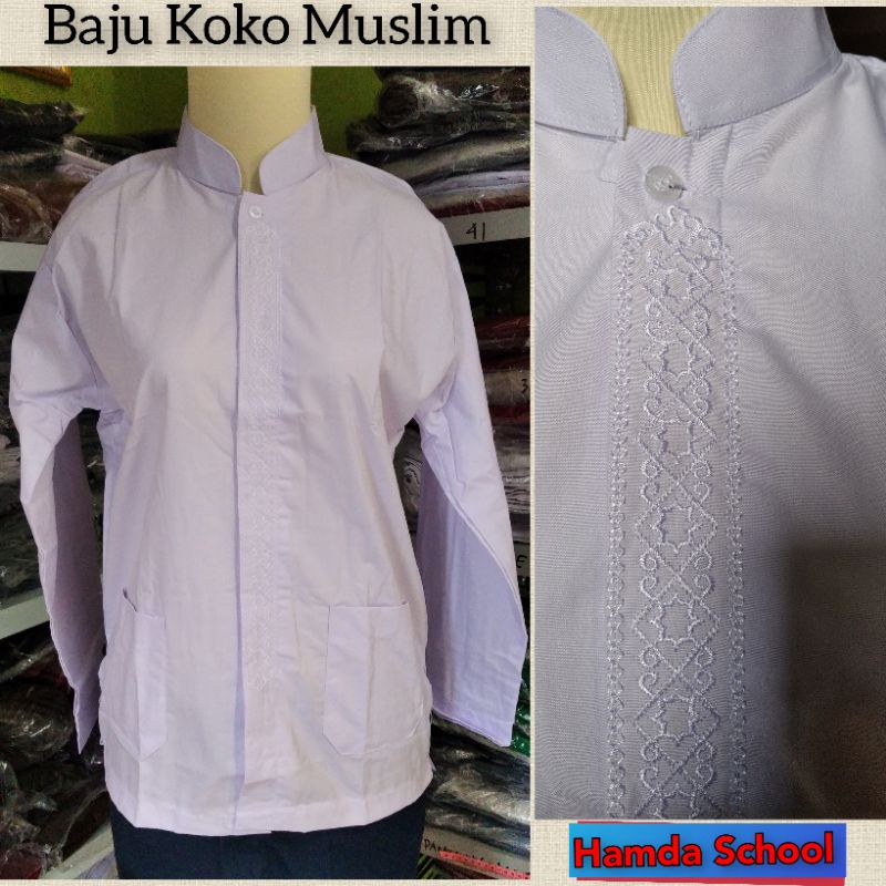 Baju Koko Panjang Muslim Untuk Sd/Smp/Sma Seragam Sekolah
